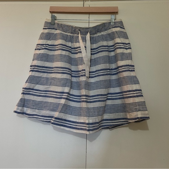 J. Crew Linen Striped Skirt Women 10 Blue White - Picture 1 of 6